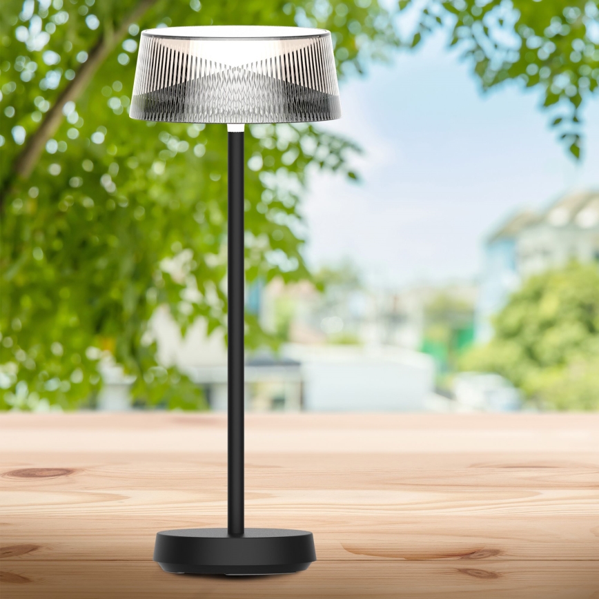 LED Prigušiva dodirna vanjska stona lampa CASABLANCA LED/3,4W/5V USB 3600 mAh IP44 crno