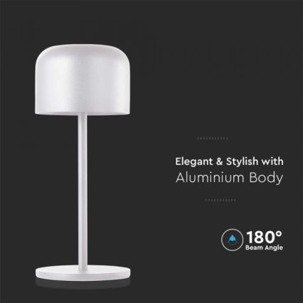 LED Prigušiva punjiva stona lampa na dodir LED/1,5W/5V 2700-5700K IP54 2200 mAh bela