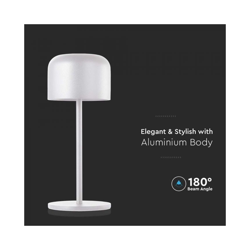LED Prigušiva punjiva stona lampa na dodir LED/1,5W/5V 2700-5700K IP54 2200 mAh bela