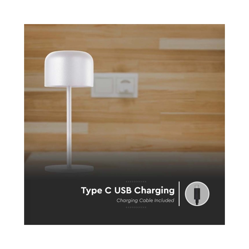 LED Prigušiva punjiva stona lampa na dodir LED/1,5W/5V 2700-5700K IP54 2200 mAh bela