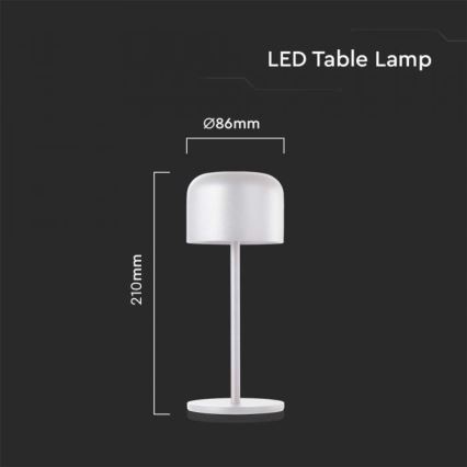 LED Prigušiva punjiva stona lampa na dodir LED/1,5W/5V 2700-5700K IP54 2200 mAh bela