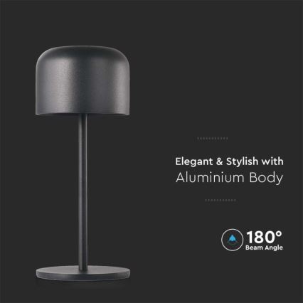 LED Prigušiva punjiva stona lampa na dodir LED/1,5W/5V 2700-5700K IP54 2200 mAh crno