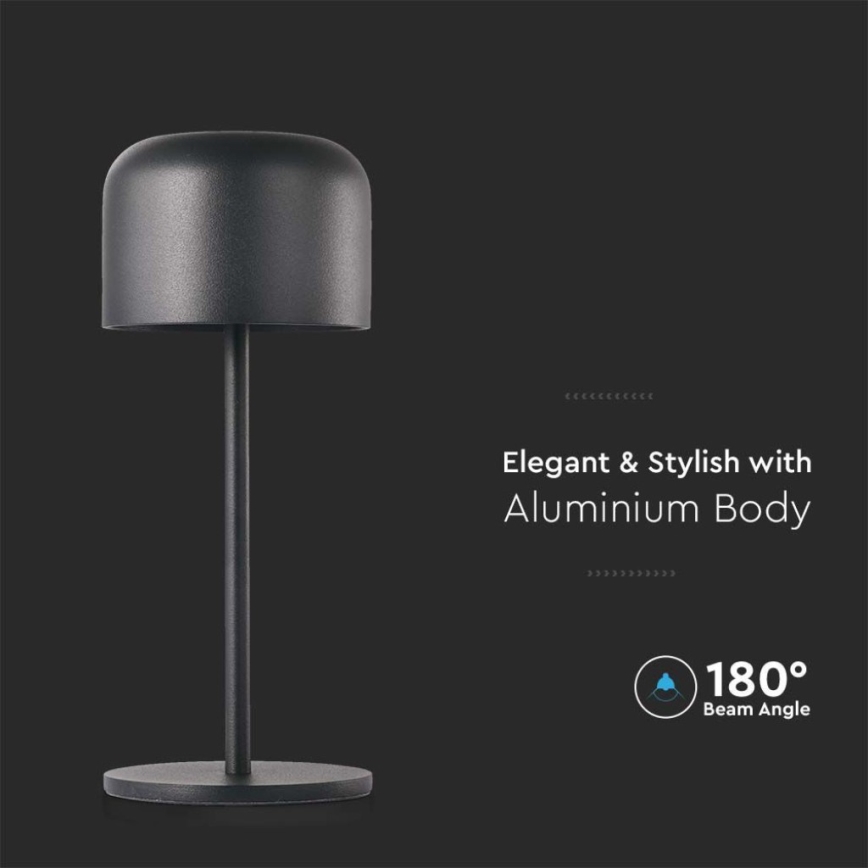 LED Prigušiva punjiva stona lampa na dodir LED/1,5W/5V 2700-5700K IP54 2200 mAh crno