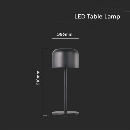 LED Prigušiva punjiva stona lampa na dodir LED/1,5W/5V 2700-5700K IP54 2200 mAh crno