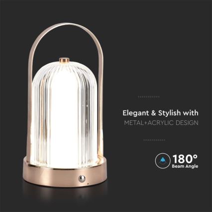 LED Prigušiva punjiva stona lampa na dodir LED/1W/5V 3000-6000K 1800 mAh bakreno