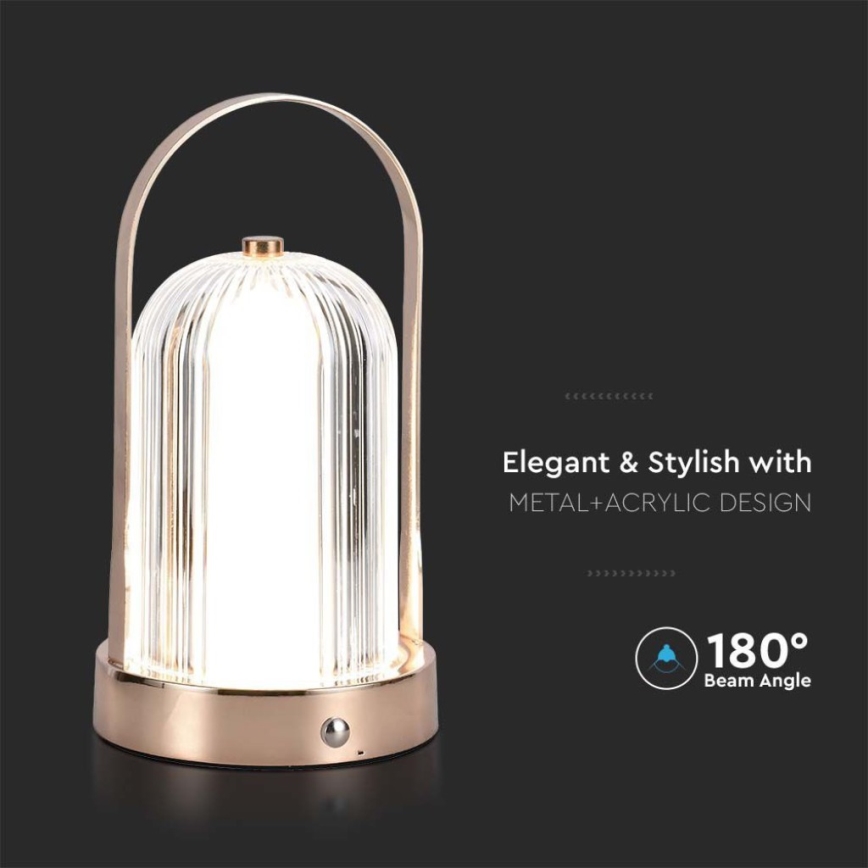 LED Prigušiva punjiva stona lampa na dodir LED/1W/5V 3000-6000K 1800 mAh bakreno