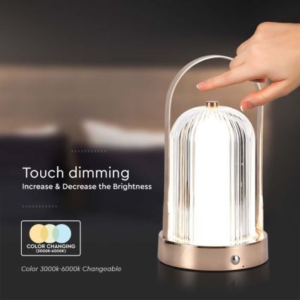 LED Prigušiva punjiva stona lampa na dodir LED/1W/5V 3000-6000K 1800 mAh bakreno