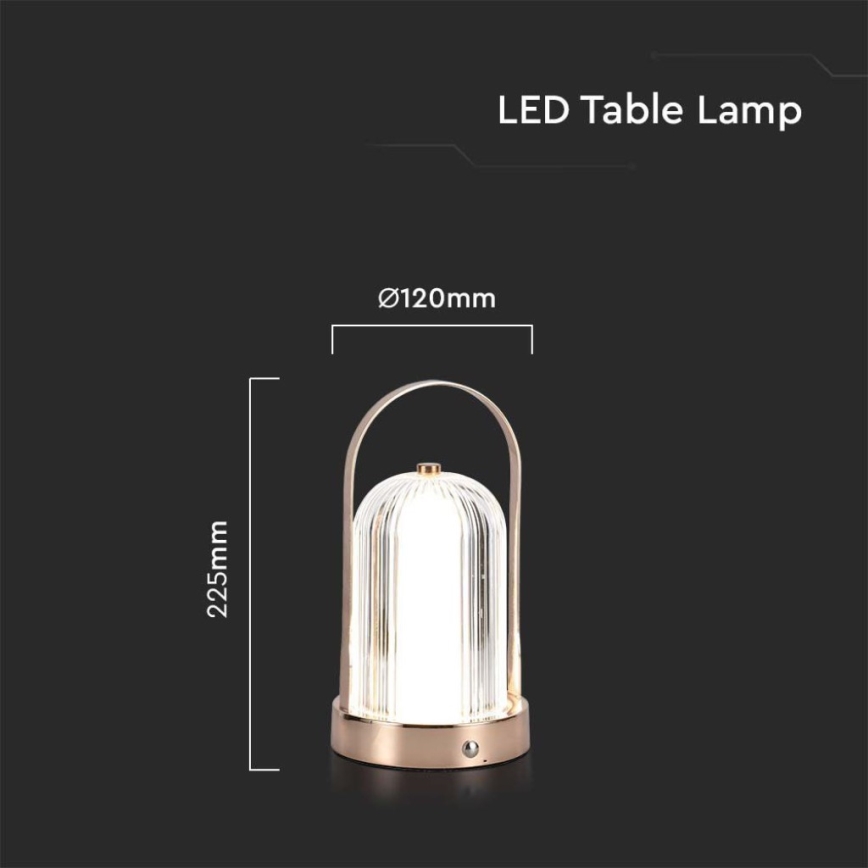 LED Prigušiva punjiva stona lampa na dodir LED/1W/5V 3000-6000K 1800 mAh bakreno