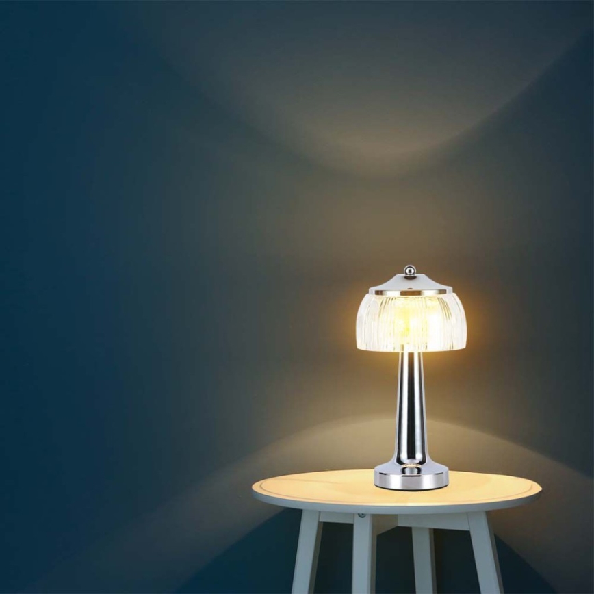 LED Prigušiva punjiva stona lampa na dodir LED/1W/5V 3000-6000K 1800 mAh sjajni krom