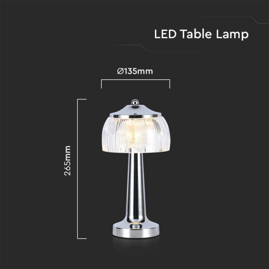 LED Prigušiva punjiva stona lampa na dodir LED/1W/5V 3000-6000K 1800 mAh sjajni krom