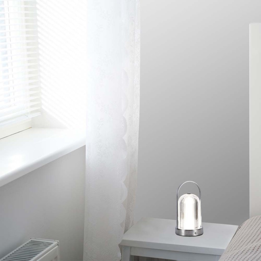 LED Prigušiva punjiva stona lampa na dodir LED/1W/5V 3000-6000K 1800 mAh mat krom