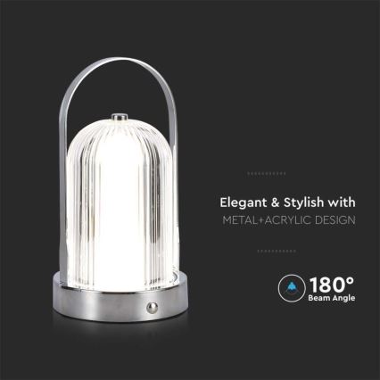 LED Prigušiva punjiva stona lampa na dodir LED/1W/5V 3000-6000K 1800 mAh mat krom
