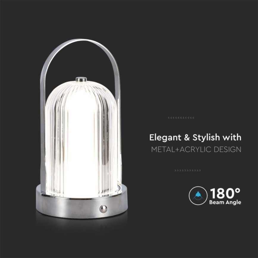 LED Prigušiva punjiva stona lampa na dodir LED/1W/5V 3000-6000K 1800 mAh mat krom