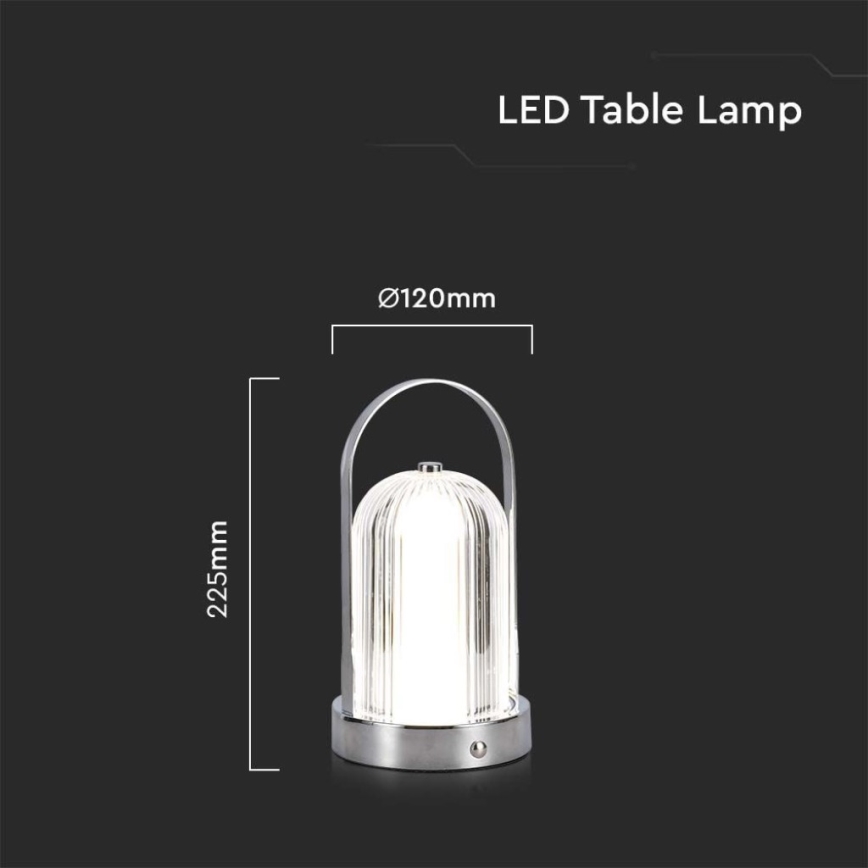 LED Prigušiva punjiva stona lampa na dodir LED/1W/5V 3000-6000K 1800 mAh mat krom