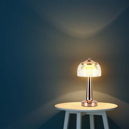 LED Prigušiva punjiva stona lampa na dodir LED/1W/5V 3000-6000K 1800 mAh roze zlatno