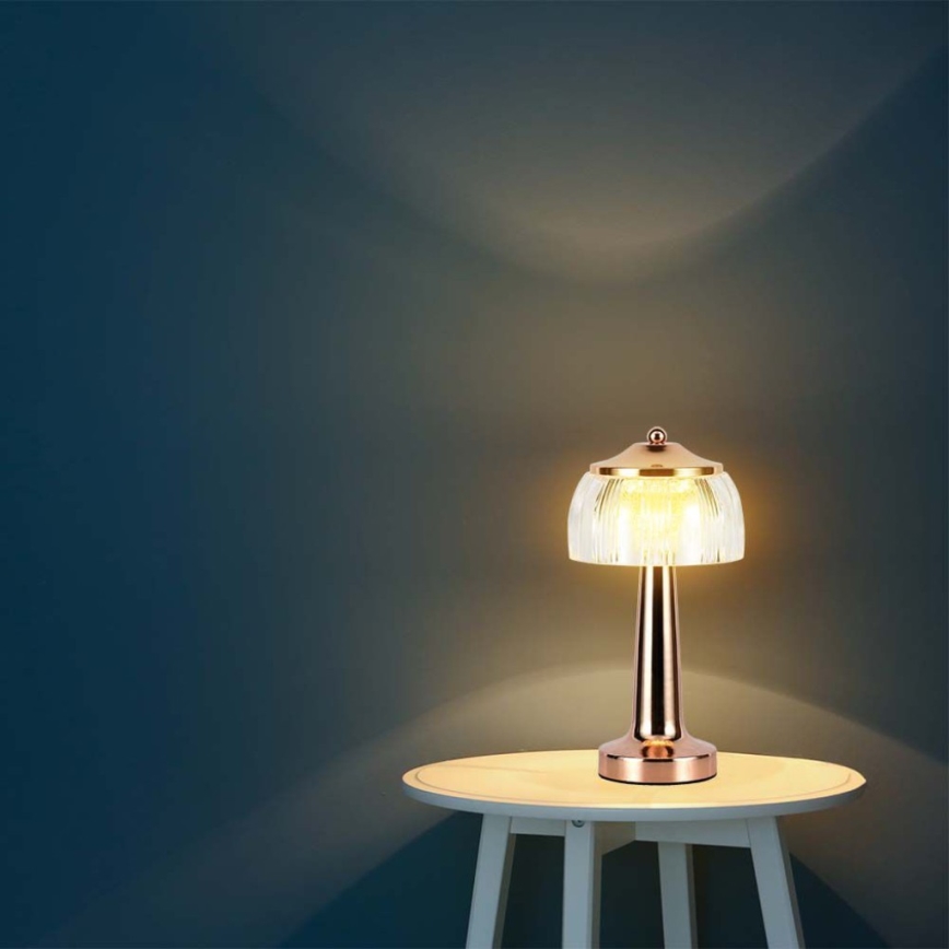 LED Prigušiva punjiva stona lampa na dodir LED/1W/5V 3000-6000K 1800 mAh roze zlatno