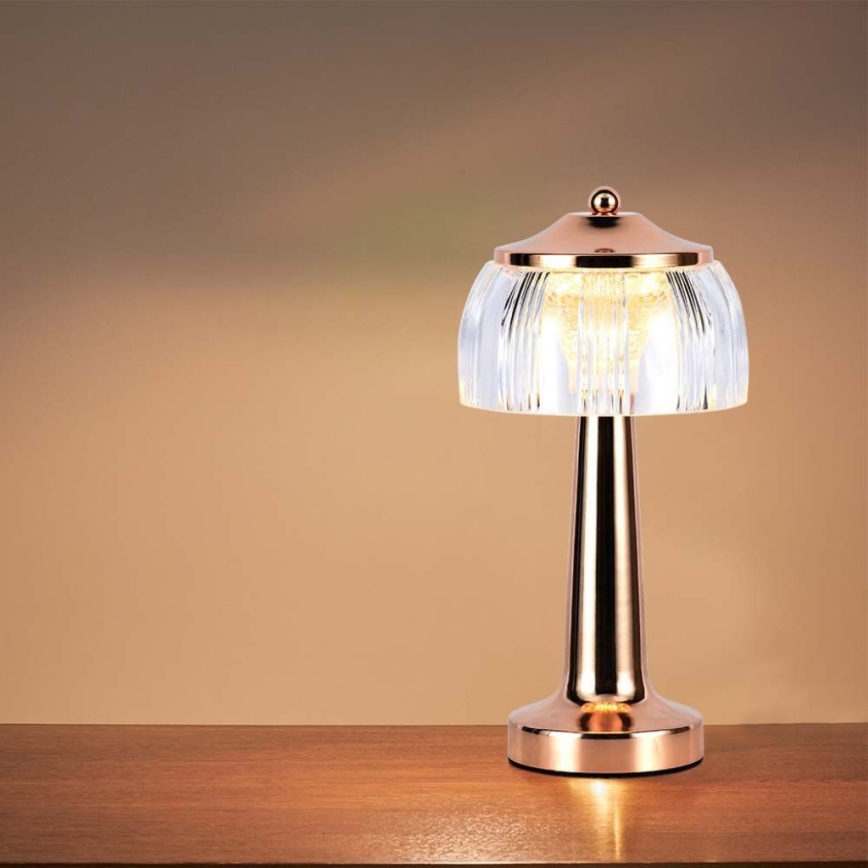 LED Prigušiva punjiva stona lampa na dodir LED/1W/5V 3000-6000K 1800 mAh roze zlatno