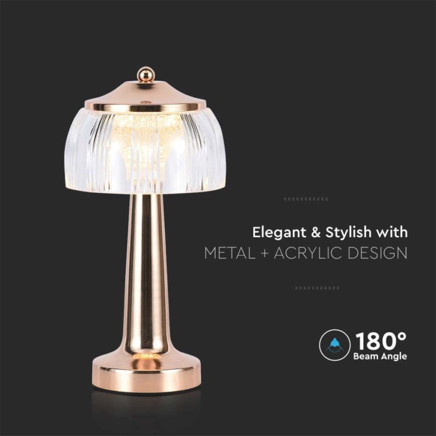 LED Prigušiva punjiva stona lampa na dodir LED/1W/5V 3000-6000K 1800 mAh roze zlatno