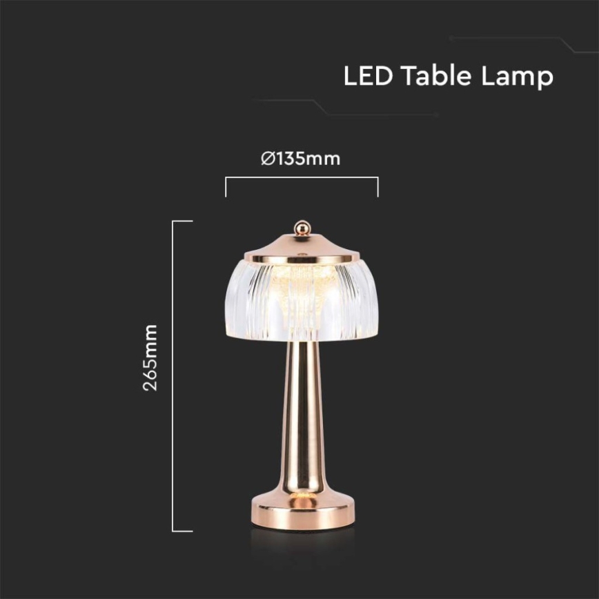 LED Prigušiva punjiva stona lampa na dodir LED/1W/5V 3000-6000K 1800 mAh roze zlatno