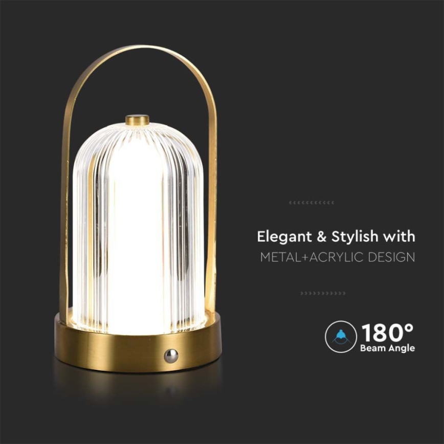 LED Prigušiva punjiva stona lampa na dodir LED/1W/5V 3000-6000K 1800 mAh zlatna