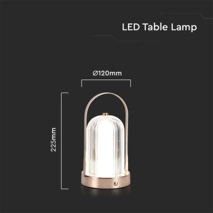 LED Prigušiva punjiva stona lampa na dodir LED/1W/5V 3000-6000K 1800 mAh zlatna