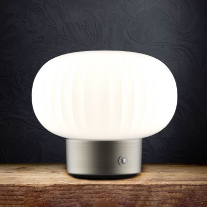 LED Prigušiva stona lampa na dodir LATTE LED/1,8W/5V USB 2000 mAh mat krom/bela