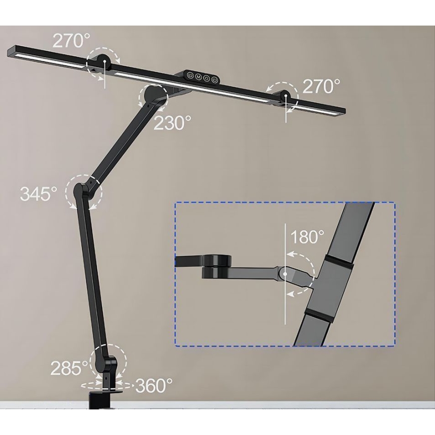 LED Prigušiva dodirna fleksibilna stona lampa LED/24W/230V 3000-6500K CRI 92 crno