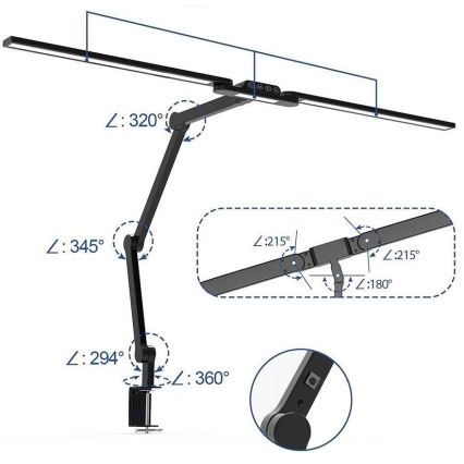 LED Prigušiva dodirna fleksibilna stona lampa POINTIQ LED/24W/230V 3000-6500K CRI 92 crno