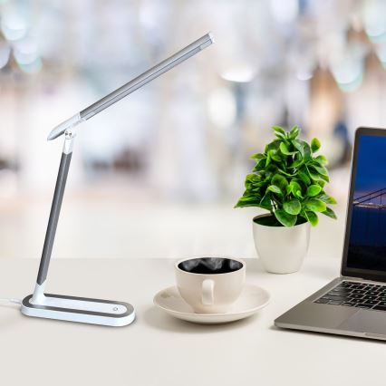 LED Prigušiva stona lampa na dodir MADERA LED/7W/230V USB bela