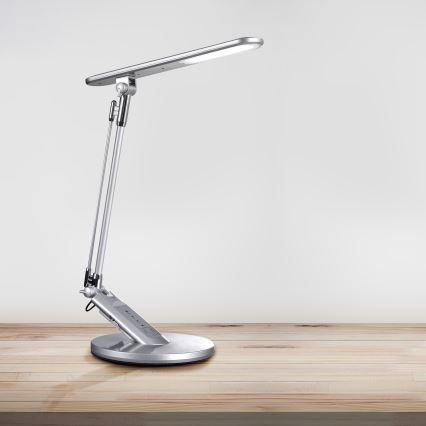 LED Prigušiva stona lampa na dodir OPTIMUM LED/7W/230V USB 3000/4000/6000K srebrno