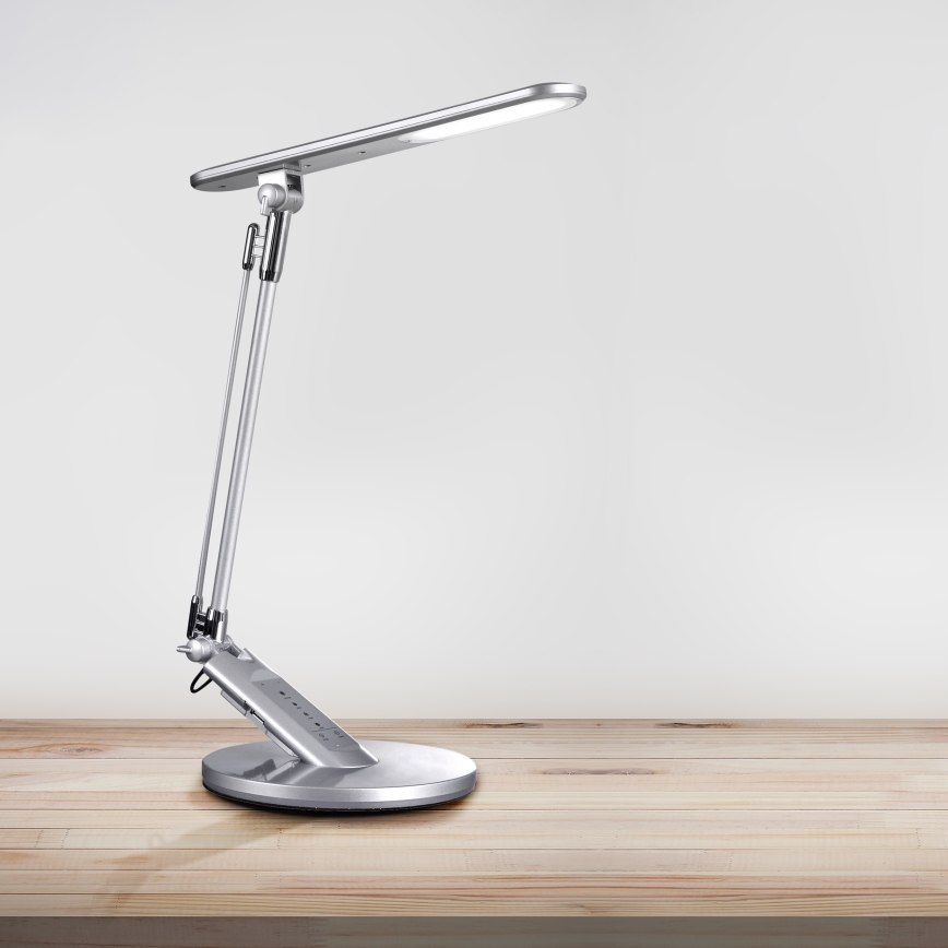 LED Prigušiva stona lampa na dodir OPTIMUM LED/7W/230V USB 3000/4000/6000K srebrno