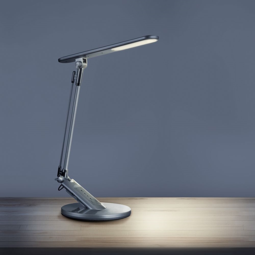 LED Prigušiva stona lampa na dodir OPTIMUM LED/7W/230V USB 3000/4000/6000K srebrno