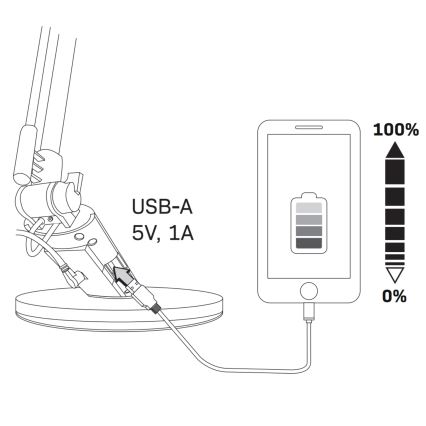 LED Prigušiva stona lampa na dodir OPTIMUM LED/7W/230V USB 3000/4000/6000K srebrno