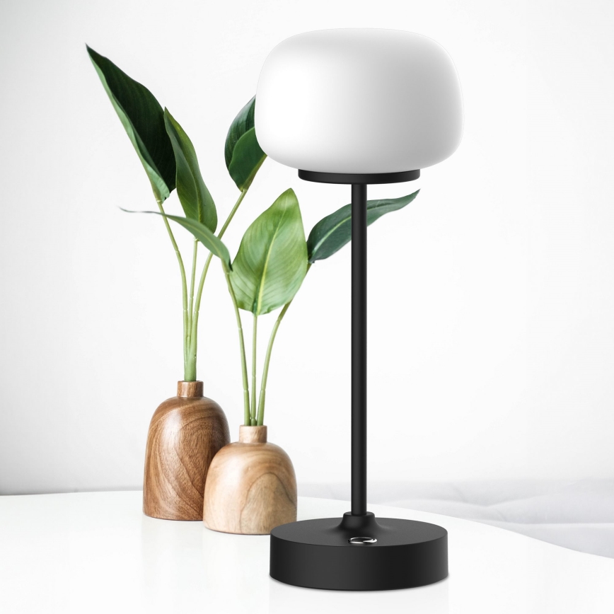 LED Prigušiva stona lampa na dodir RIMINI LED/2W/5V USB 2000 mAh crno/bela