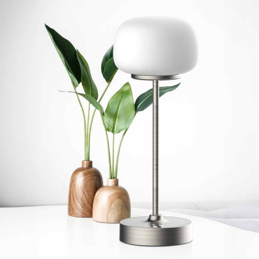 LED Prigušiva stona lampa na dodir RIMINI LED/2W/5V USB 2000 mAh mat krom/bela