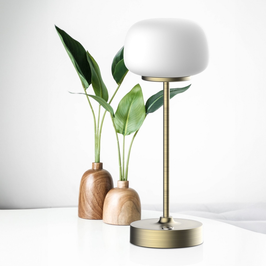 LED Prigušiva stona lampa na dodir RIMINI LED/2W/5V USB 2000 mAh zlatna/bela
