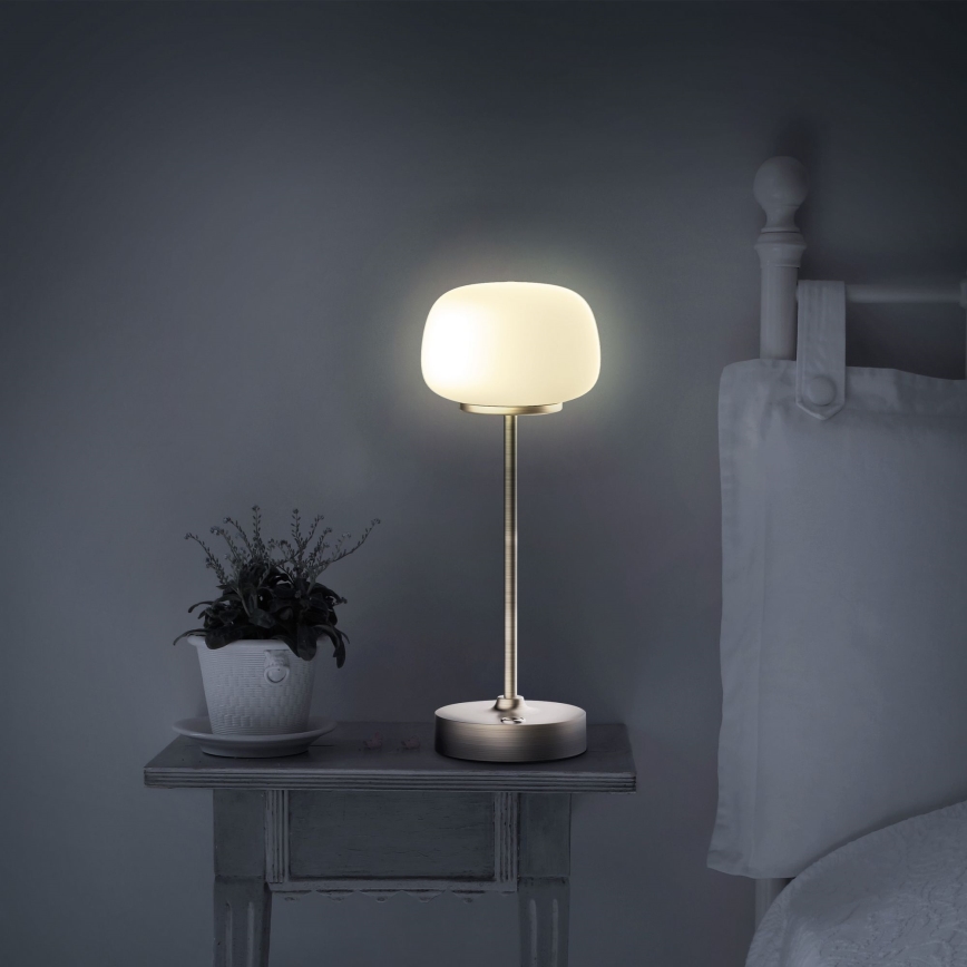 LED Prigušiva stona lampa na dodir RIMINI LED/2W/5V USB 2000 mAh zlatna/bela