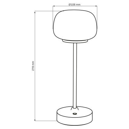 LED Prigušiva stona lampa na dodir RIMINI LED/2W/5V USB 2000 mAh zlatna/bela