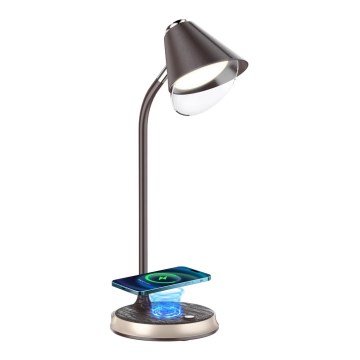 LED Prigušiva stona lampa sa bežičnim punjenjem FINCH LED/9W/12/230V braon/zlatna