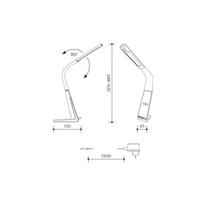 LED Prigušiva stona lampa sa bežičnim punjenjem i senzorom LORD EVO LED/8W/230V 3000K/4500K/6000K bela