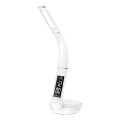 LED prigušiva stona lampa sa bežičnim punjenjem Qi 5W i displejom LED/6W/230V/1xCR2032 3000/4000/6000K bela