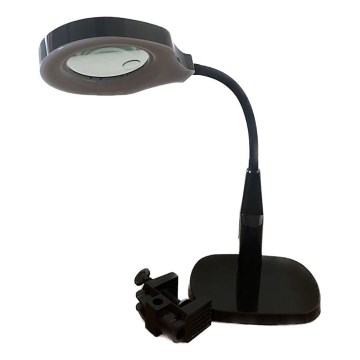 LED Prigušiva stona lampa sa bifokalnim povećalom LED/6W/230V 6000-7000K crno