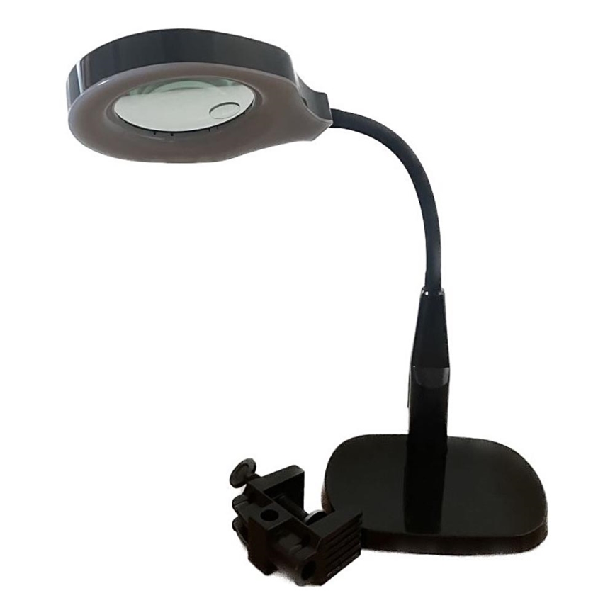 LED Prigušiva stona lampa sa bifokalnim povećalom LED/6W/230V 6000-7000K crno