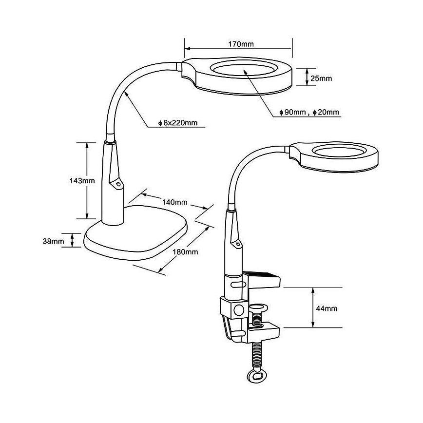 LED Prigušiva stona lampa sa bifokalnim povećalom LED/6W/230V 6000-7000K bela