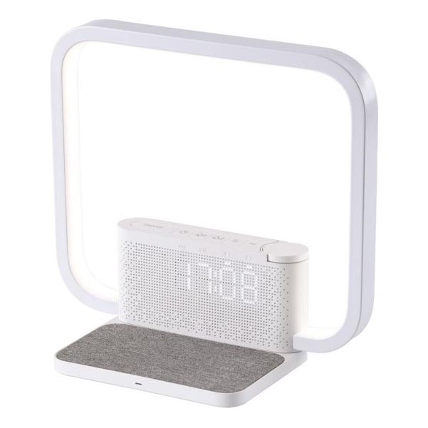 LED Prigušiva stona lampa sa budilicom i Qi punjenjem LED/18W/230V bela