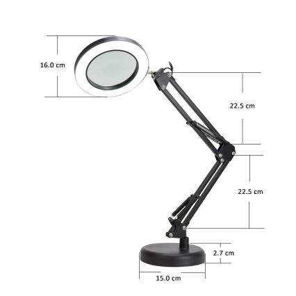 LED Prigušiva stona lampa sa lupom LED/10W/230V 3000/4500/6000K