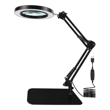 LED Prigušiva stona lampa sa lupom LED/11W/5V 3000-6000K crno