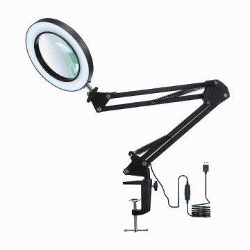 LED Prigušiva stona lampa sa lupom LED/22W/5V 4000-6000K crno