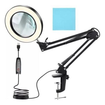 LED Prigušiva stona lampa sa lupom LED/6W/5V 3000K/4000K/6000K crno