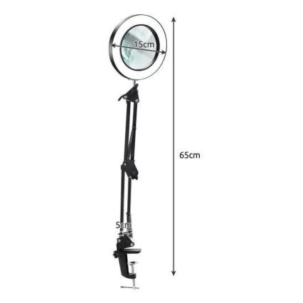 LED Prigušiva stona lampa sa lupom LED/6W/5V 3000K/4000K/6000K crno